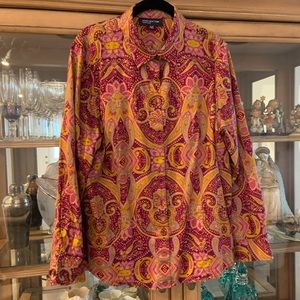 Jones New York maroon paisley blouse